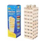 Wiss Toy Blocks Toy for Kids with 4 Wooden Dice Toy Tumbling Tower 54 Pieces