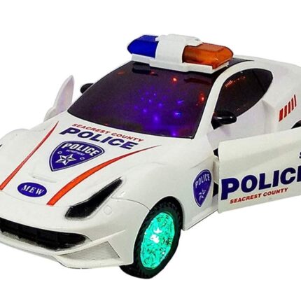 3D Lights Police car with Sound and Wheels with Light, Multicolor