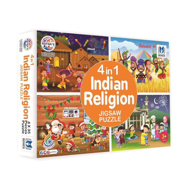 4 in 1 Indian Religion Jigsaw Puzzle (4 x 35 Pieces) for Kids 3+ Years